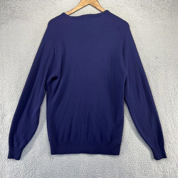 Vintage Michigan Sweater Men's large Tall Blue Embroidered Spellout Acrylic 90s - Picture 11 of 14